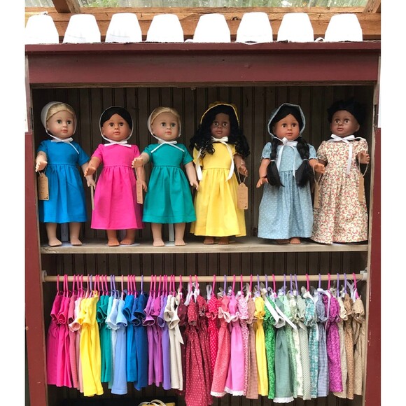 Lavender W Lace Pioneer Doll Dress & Bonnet, Handmade Outfit, For 18 Inch Dolls - Picture 8 of 8